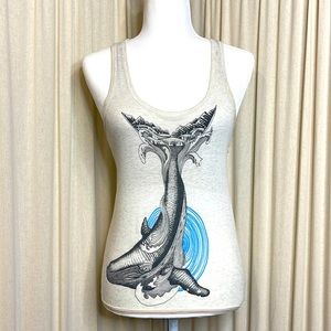 ALTERNATIVE CLOTHING WHALE TANK TOP WITH WAVE DESIGN & BUILT IN BRA SIZE SMALL